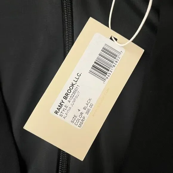 Ramy Brook Alayna Twisted Front Long Sleeve Wide Leg Jumpsuit Black Size 4 - Picture 9 of 10